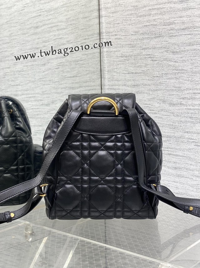 Dior专柜新款迪奥高仿原单黑色Caro秋冬系列大号双肩包 djfk1250